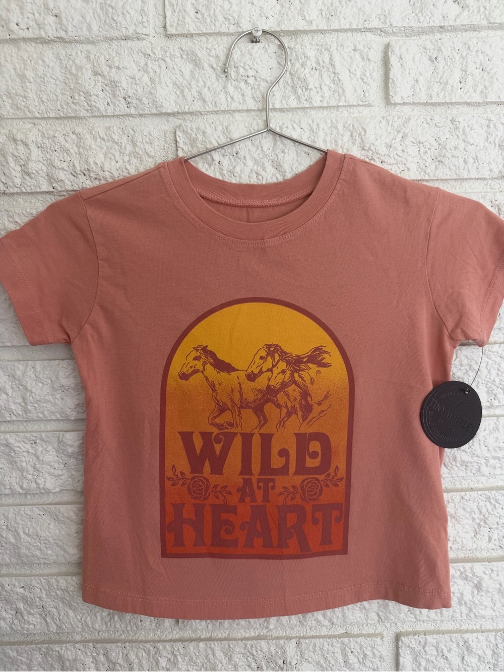 Tiny Whales Girls' Dusty Rose 'Wild at Heart' Short Sleeve Graphic Tee